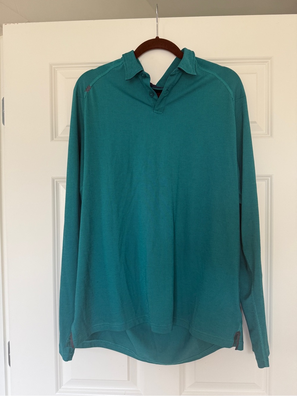 Men's Rhone Long Sleeve Delta Pique Polo Teal